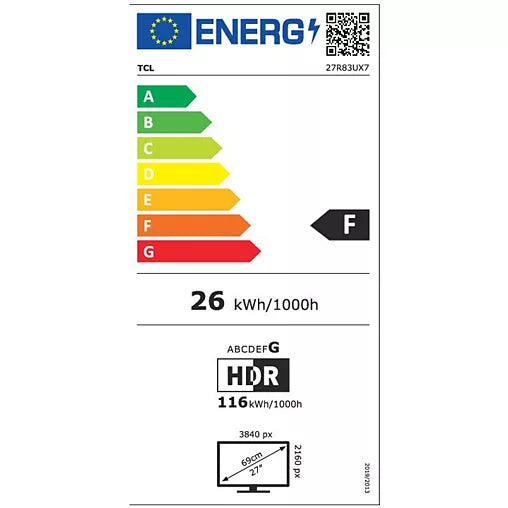 Ecran PC 4K TCL 27R83U Plat 27'' MiniLED